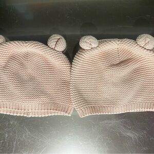 Baby Gap 2-Pack Pink Bear-Ear Knit Beanies – 6–12M Cotton